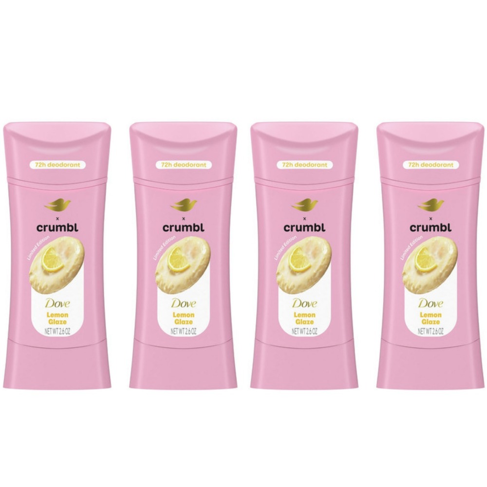 BUNDLE OF 4 Dove Crumbl Deodorant Stick Lemon Glaze Aluminum Free 2.6 OZ FOUR